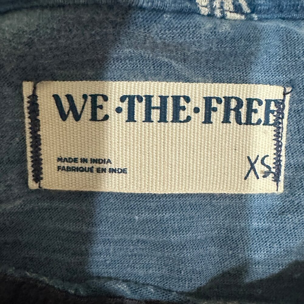 Free People Wish You Were Here Raglan Floral Tee in Blue Teal Women's XS - Picture 2 of 11